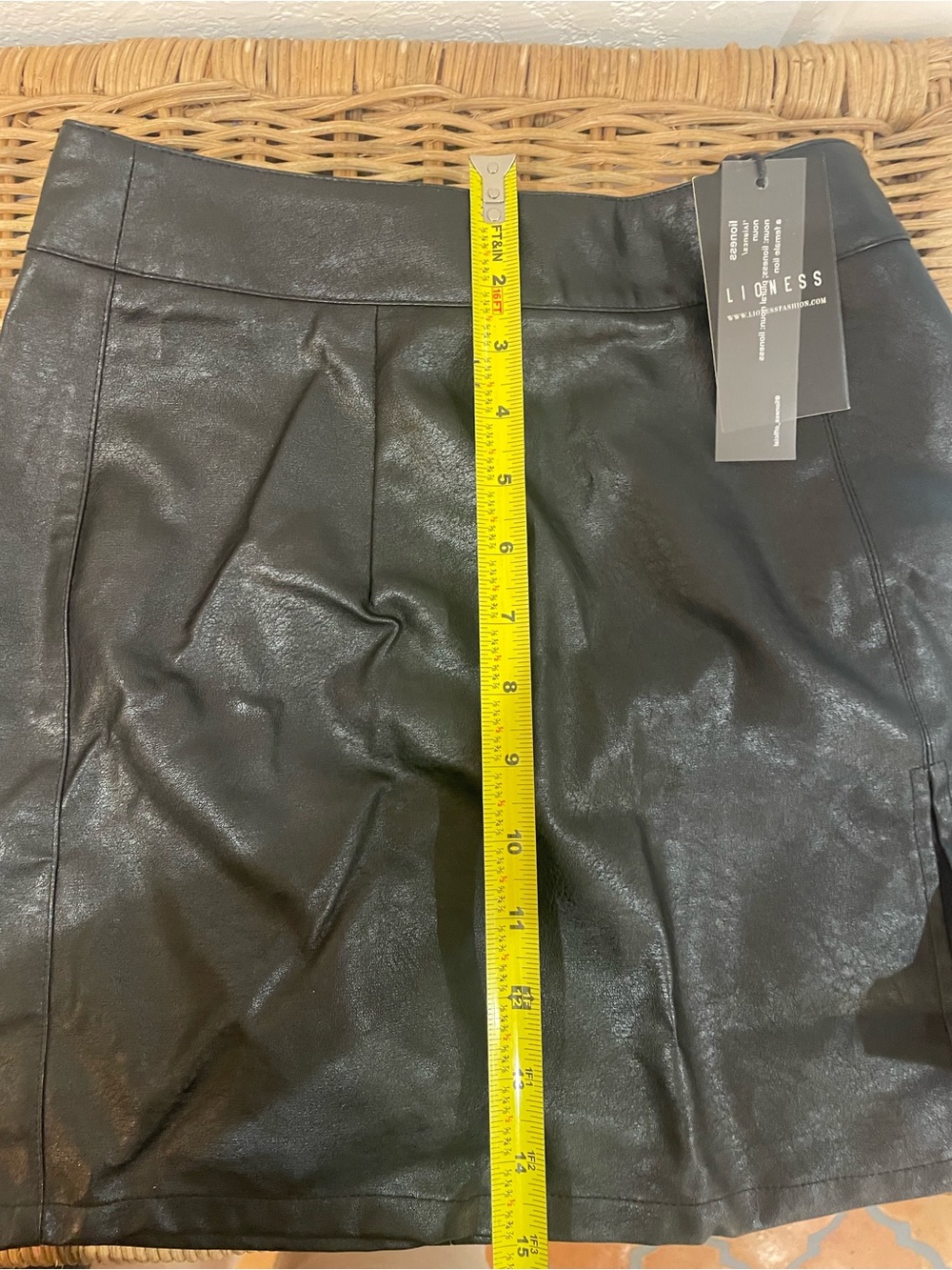 NWT Lioness Black Faux Leather Skirt with Branded Waistband